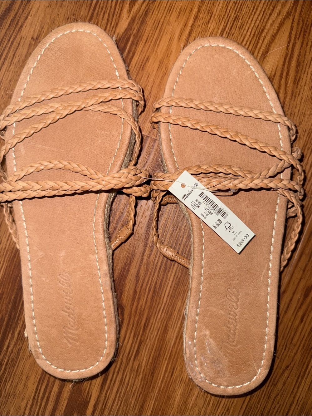 Madewell Braided Strap Slide Sandals in Light Tan